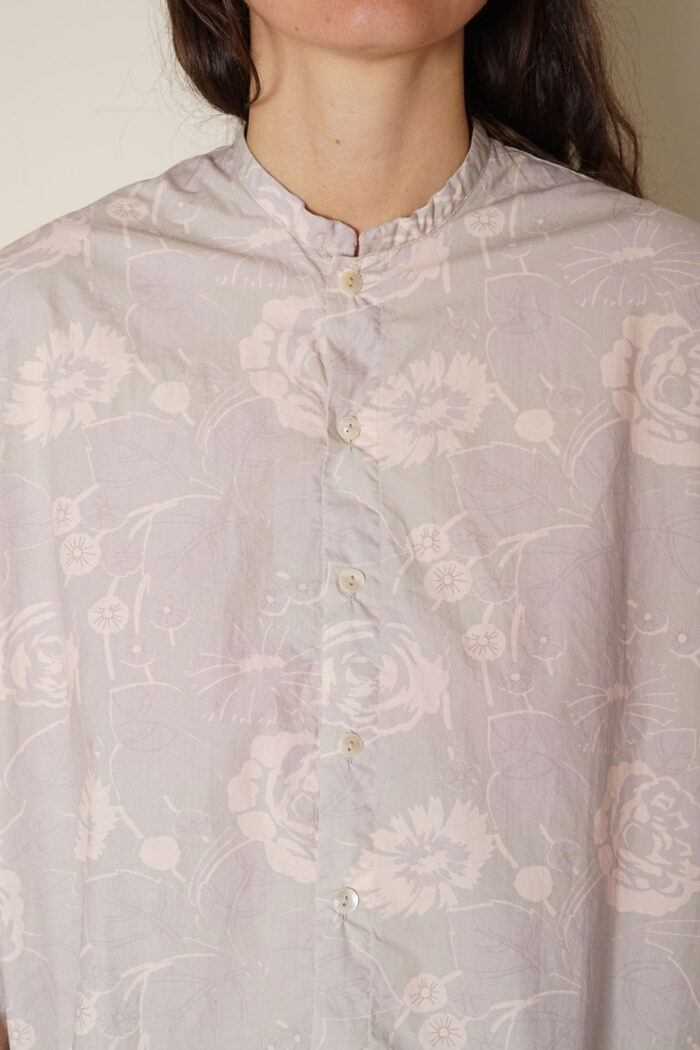 button thru shirt cotton poplin rose print - Image 6