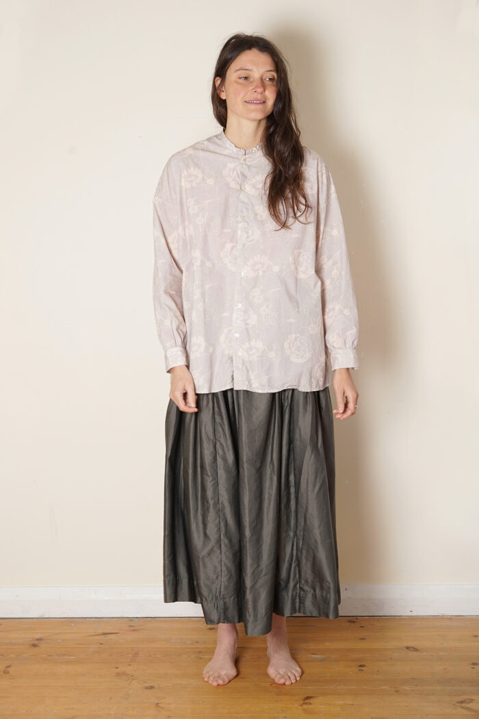 button thru shirt cotton poplin rose print - Image 2