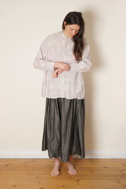 button thru shirt cotton poplin rose print