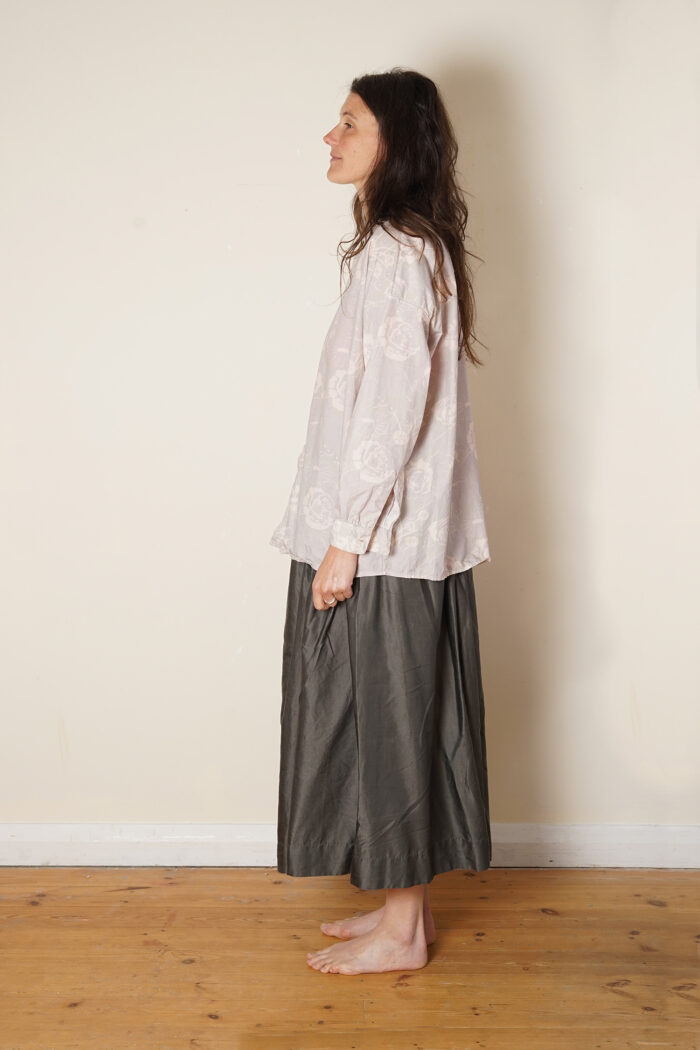 button thru shirt cotton poplin rose print - Image 3